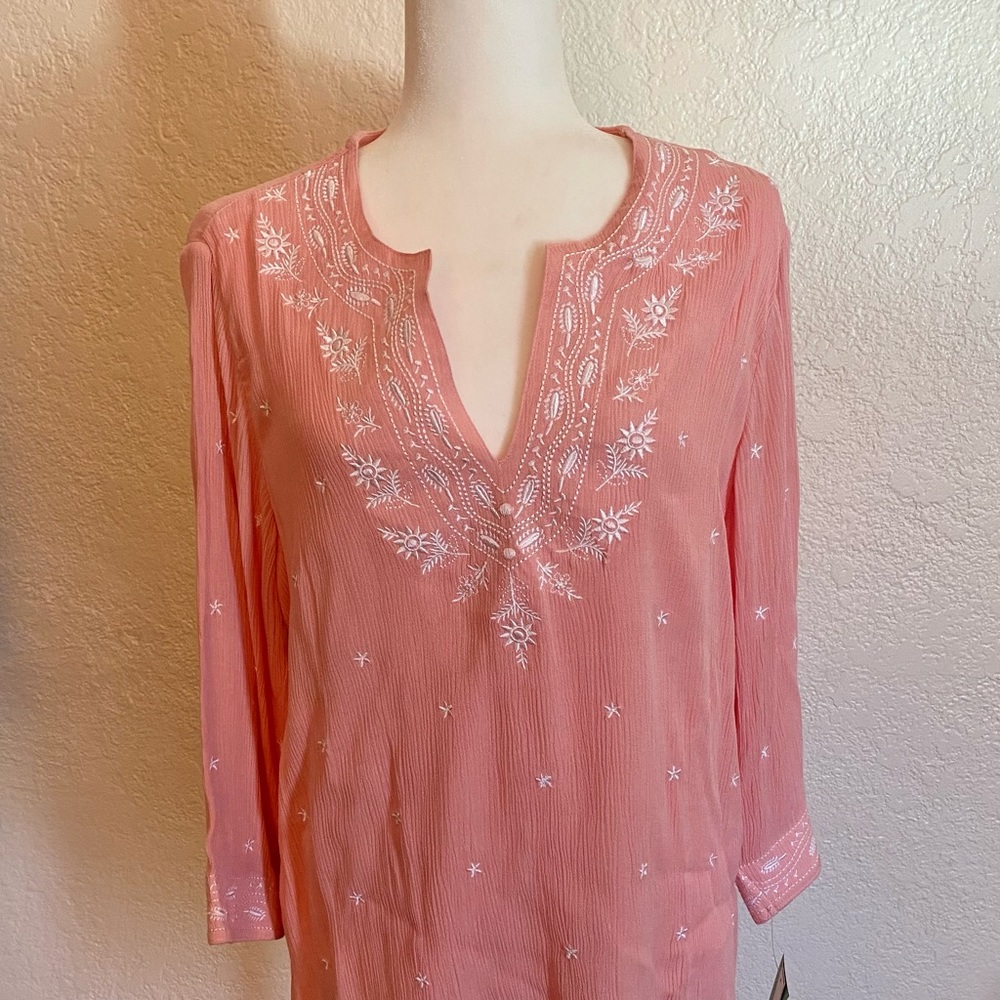Coral linen tunic